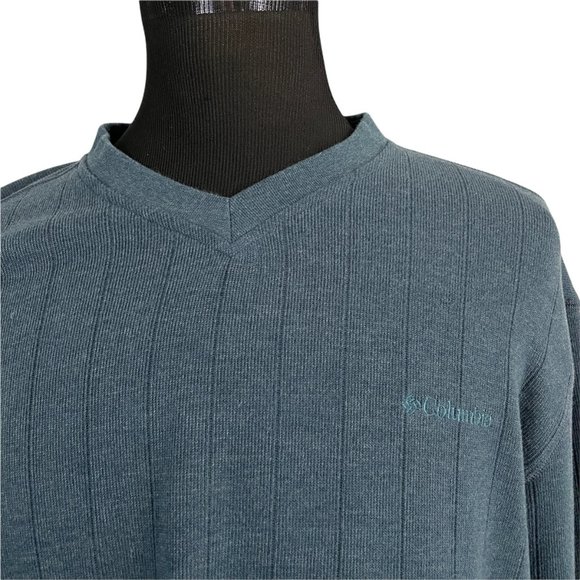 Columbia | Men's Blue Ribbed Crew Neck Sweater 2XL - Picture 2 of 6